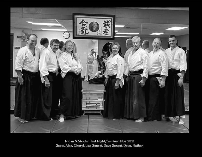 Group photo from the Nidan and Shodan test night and seminar, November 2022